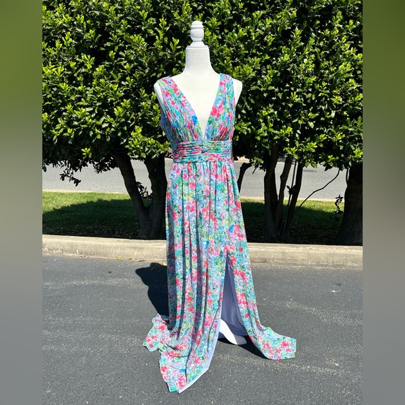 AIDAN BY AIDAN MATTOX Pleated Chiffon Print Dress NWT - Picture 3 of 12